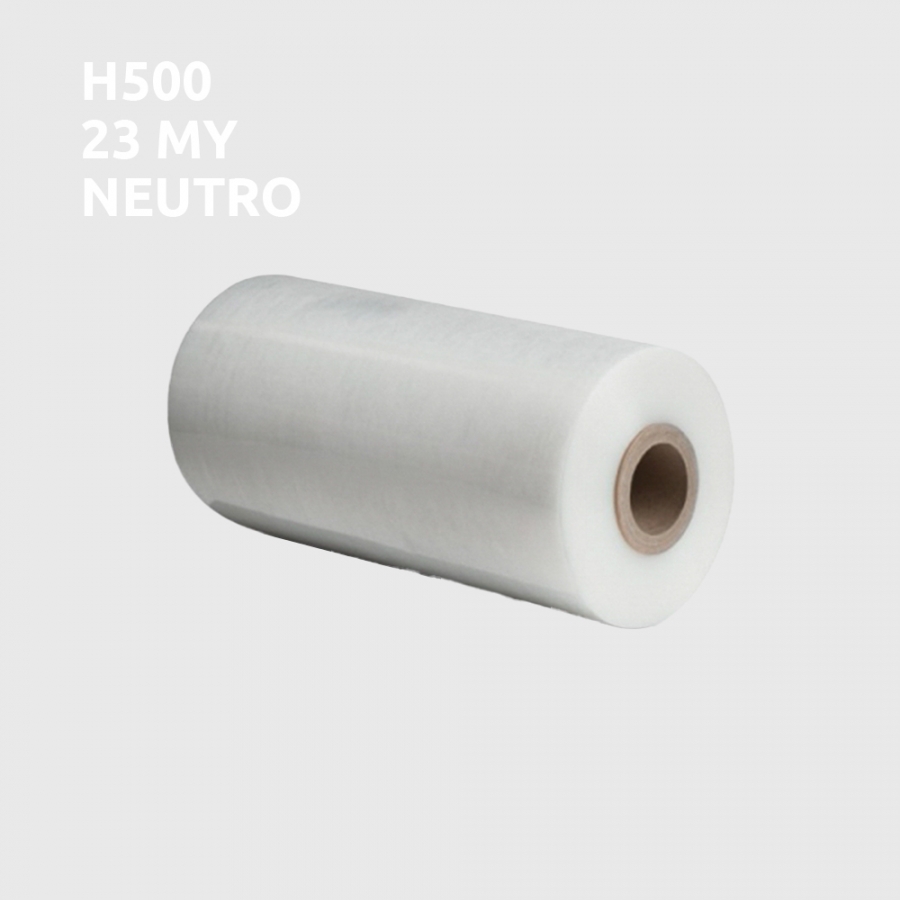 Imballaggi: Film estensibile manuale, bobina h. 500 mm, spessore 23 MY,  peso 2,5 kg